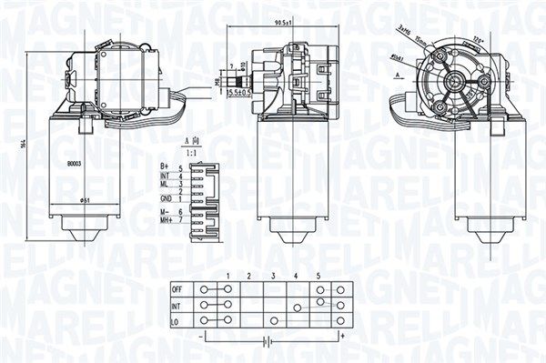 MAGNETI MARELLI Stikla tīrītāju motors 064373900010